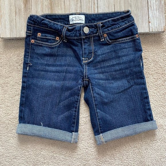 Aeropostale Aero Juniors 00 Denim Bermuda Cuffable Fringe Hem Jean Shorts Summer - Picture 4 of 11